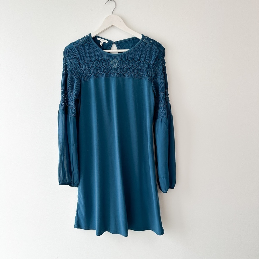Boho Dress - Teal - Long Sleeve Knee Length “Maurice’s” Size- Medium - Picture 2 of 6
